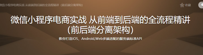 微信小程序电商实战 从前端到后端的全流程精讲 （前后端分离架构）