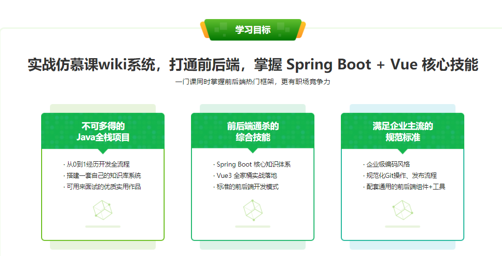 Spring Boot+Vue3前后端分离，实战wiki知识库系统|完结无密