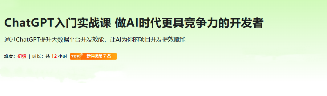 ChatGPT入门实战课 做AI时代更具竞争力的开发者(完结)