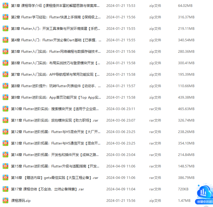 慕课甄选-2024年Flutter零基础极速入门到进阶实战(完结)